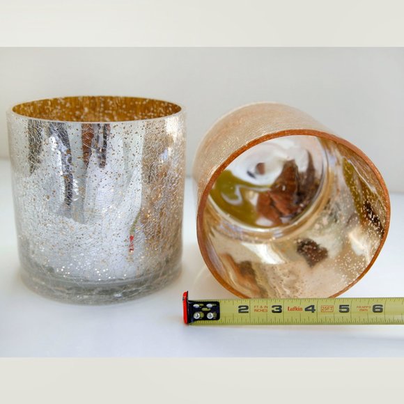 Diamond Star 57106 6 x 6 in Candle Glass Vase Silver and Gold (2 Pack) - Picture 6 of 9